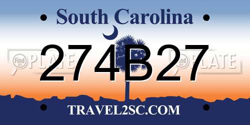 274B27 South Carolina License Plate