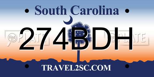 274BDH South Carolina License Plate