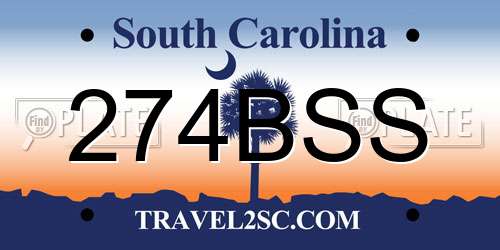 274BSS South Carolina License Plate