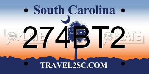 274BT2 South Carolina License Plate