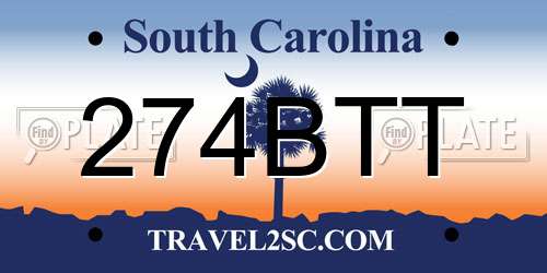 274BTT South Carolina License Plate