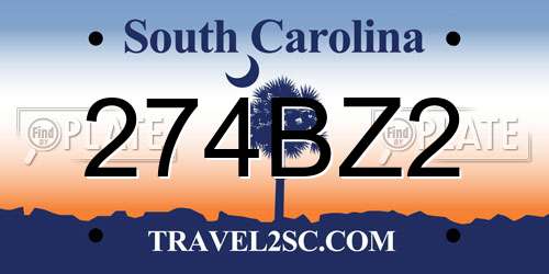 274BZ2 South Carolina License Plate