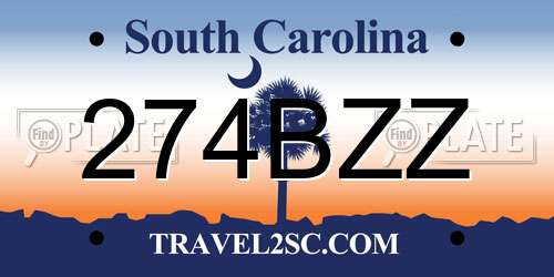 274BZZ South Carolina License Plate