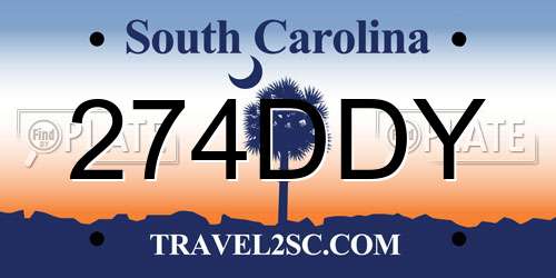 274DDY South Carolina License Plate