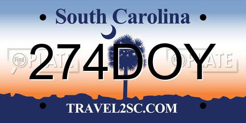 274DOY South Carolina License Plate