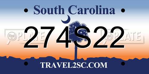 274S22 South Carolina License Plate