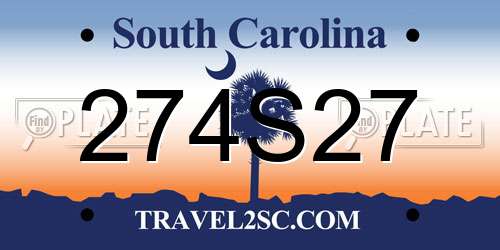 274S27 South Carolina License Plate