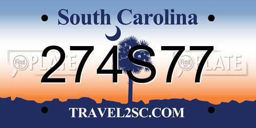 274S77 South Carolina License Plate