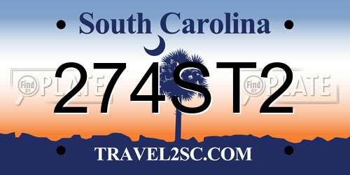 274ST2 South Carolina License Plate