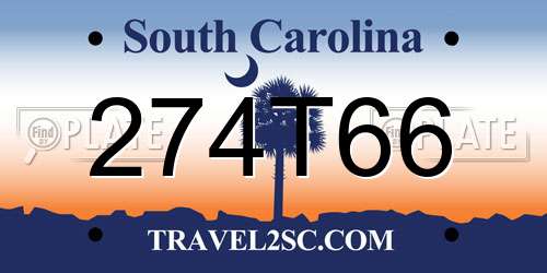 274T66 South Carolina License Plate