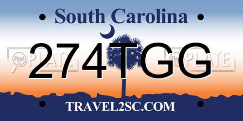 274TGG South Carolina License Plate