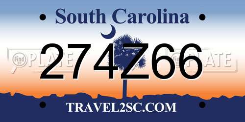 274Z66 South Carolina License Plate