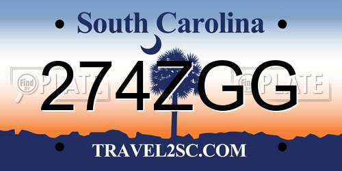 274ZGG South Carolina License Plate