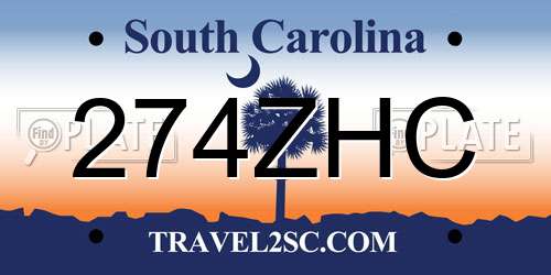 274ZHC South Carolina License Plate