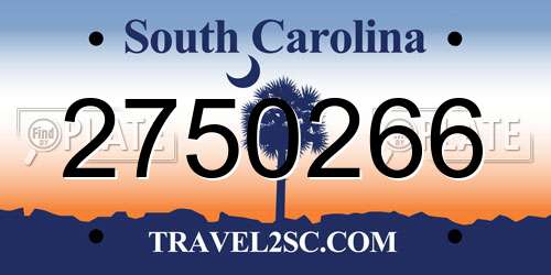 2750266 South Carolina License Plate