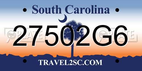 27502G6 South Carolina License Plate