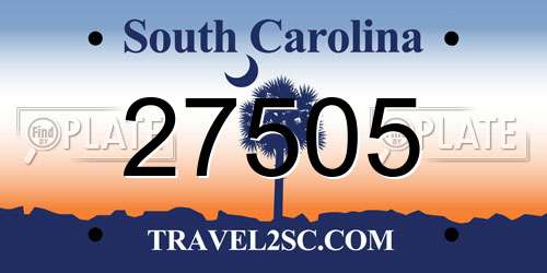 27505 South Carolina License Plate
