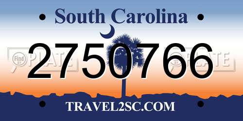 2750766 South Carolina License Plate