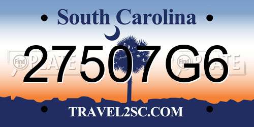 27507G6 South Carolina License Plate