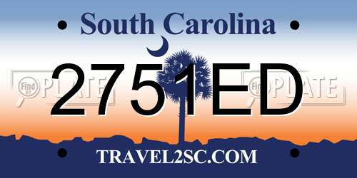 2751ED South Carolina License Plate