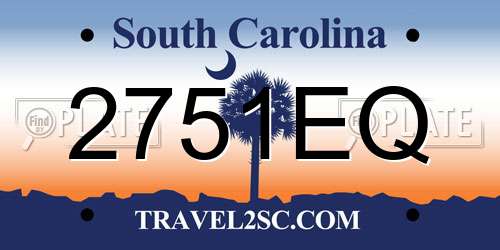2751EQ South Carolina License Plate