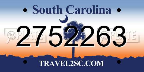 2752263 South Carolina License Plate