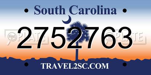 2752763 South Carolina License Plate