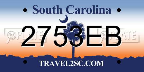 2753EB South Carolina License Plate