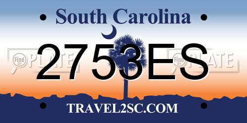 2753ES South Carolina License Plate