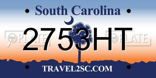 2753HT South Carolina License Plate