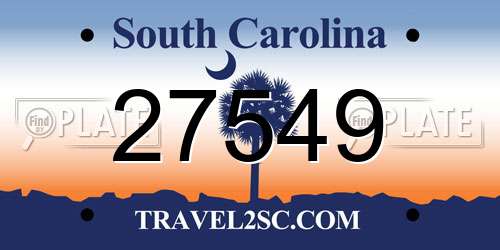 27549 South Carolina License Plate