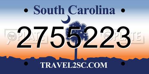 2755223 South Carolina License Plate