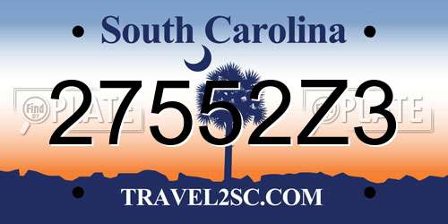 27552Z3 South Carolina License Plate