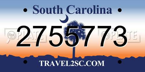 2755773 South Carolina License Plate