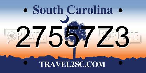 27557Z3 South Carolina License Plate