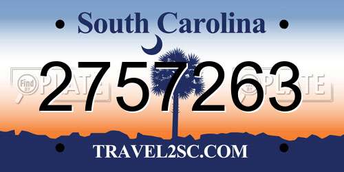2757263 South Carolina License Plate
