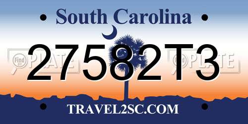 27582T3 South Carolina License Plate