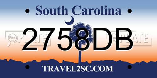 2758DB South Carolina License Plate