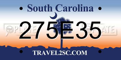 275E35 South Carolina License Plate