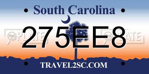 275EE8 South Carolina License Plate
