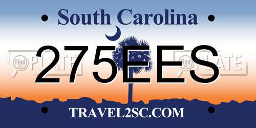 275EES South Carolina License Plate
