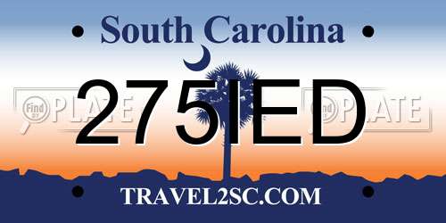 275IED South Carolina License Plate