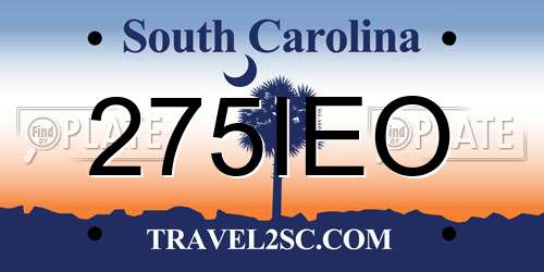 275IEO South Carolina License Plate