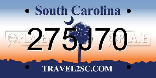 275J70 South Carolina License Plate