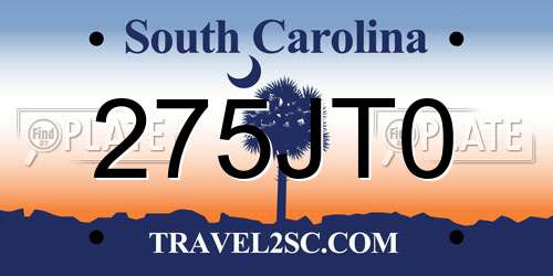275JT0 South Carolina License Plate
