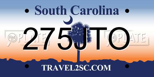 275JTO South Carolina License Plate