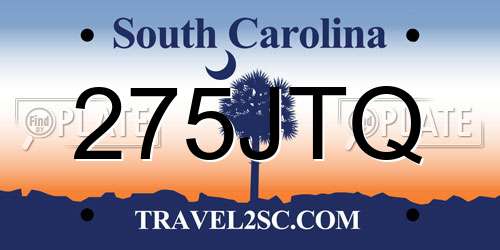 275JTQ South Carolina License Plate
