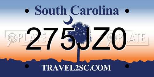 275JZ0 South Carolina License Plate