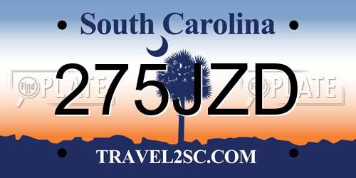 275JZD South Carolina License Plate