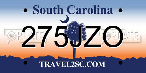 275JZO South Carolina License Plate